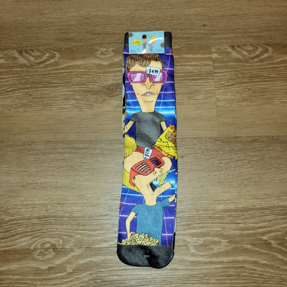 Beavis and Butt-Head Retro 90s MTV Crew Socks 2 Pairs Mens Womens New
